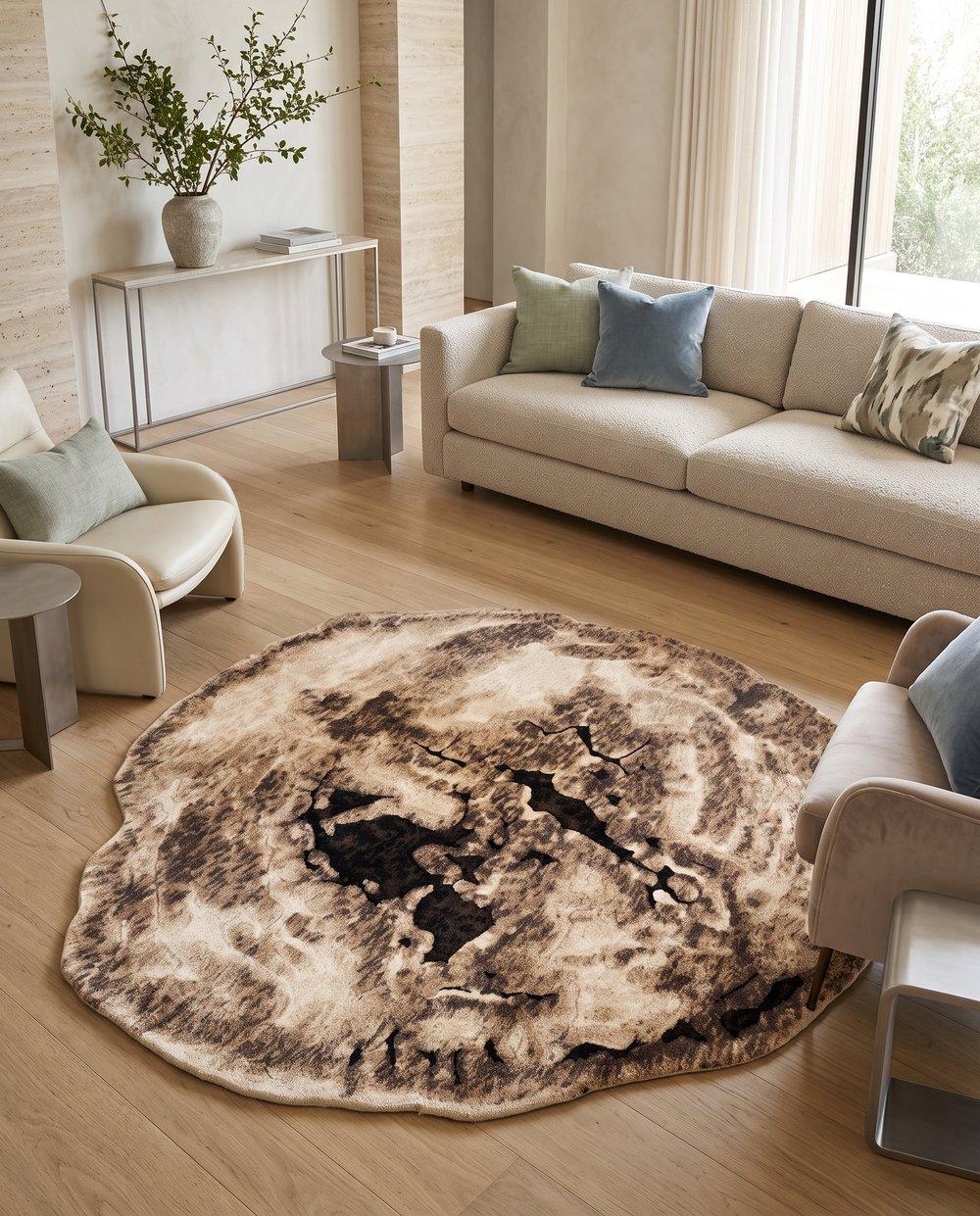 Slice Area Rug, Brown, 6x6'