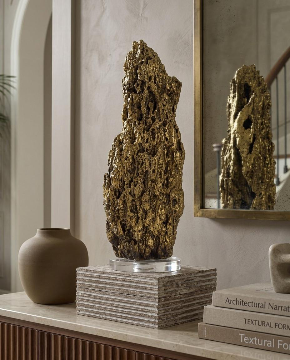Stalagmite Lamp Polished Brass, MD, Glass Base, Assorted Size and Shape