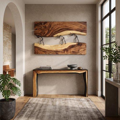 Framed Waterfall Console Table, Natural, Iron