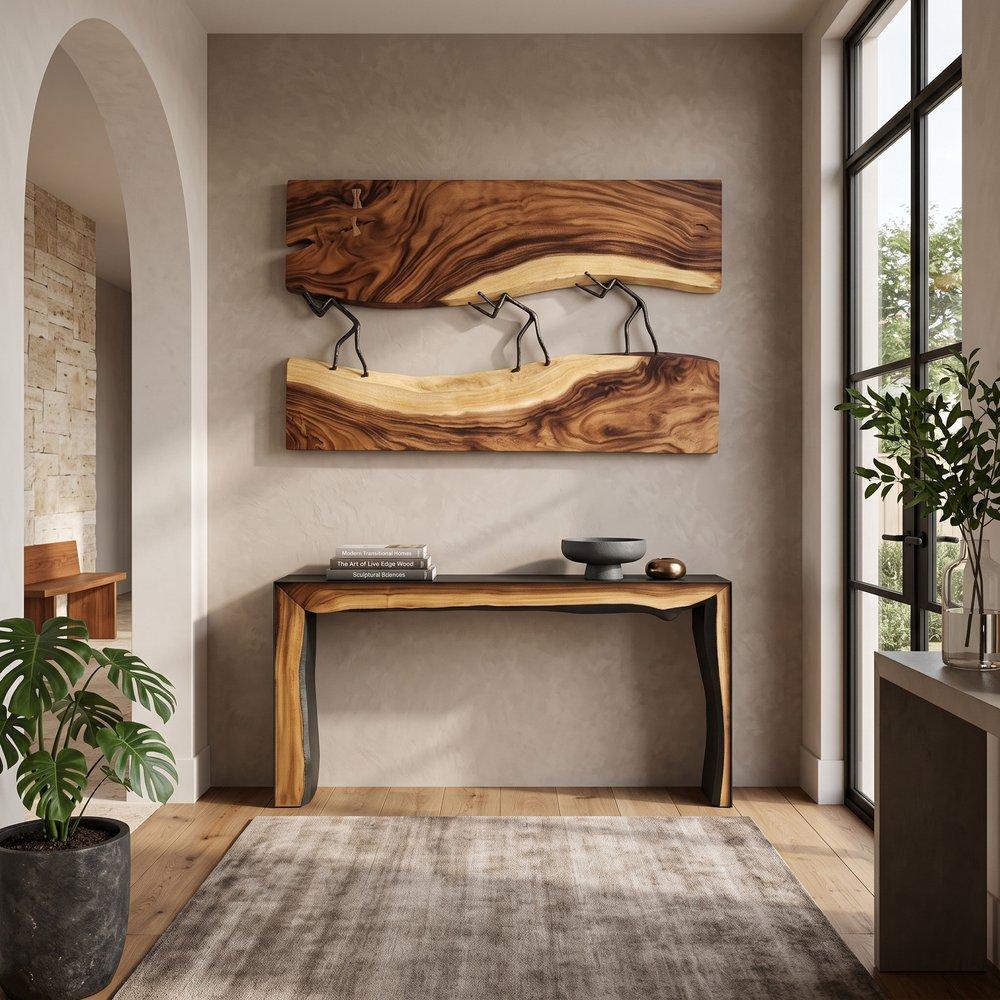 Framed Waterfall Console Table, Natural, Iron