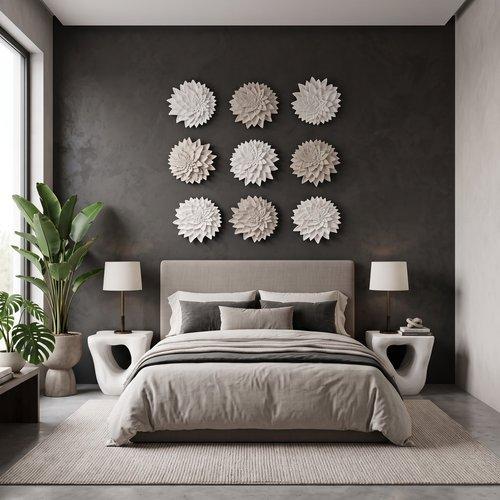 Dahlia Flower Wall Art, White Stone