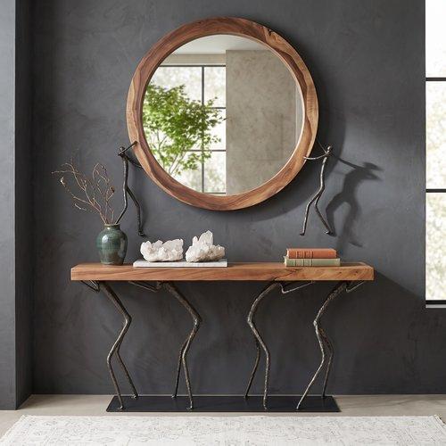 Atlas Console Table, Chamcha Wood, Natural, Metal