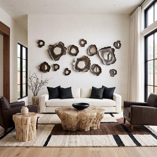 Hewn Petrified Coffee Table, Rough Cream
