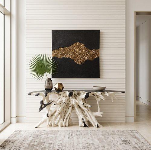 Geode Texture Panel Black and Gold, Wall Decor