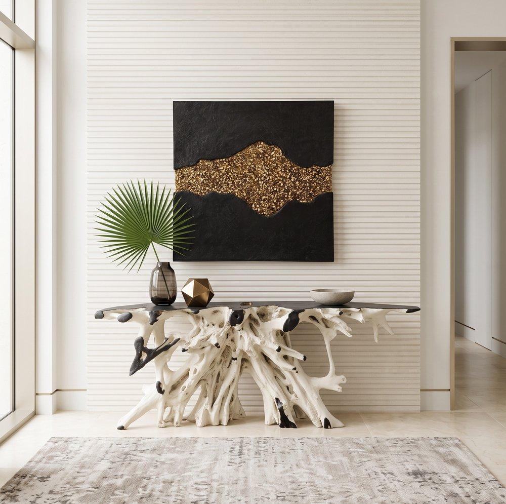 Geode Texture Panel Black and Gold, Wall Decor