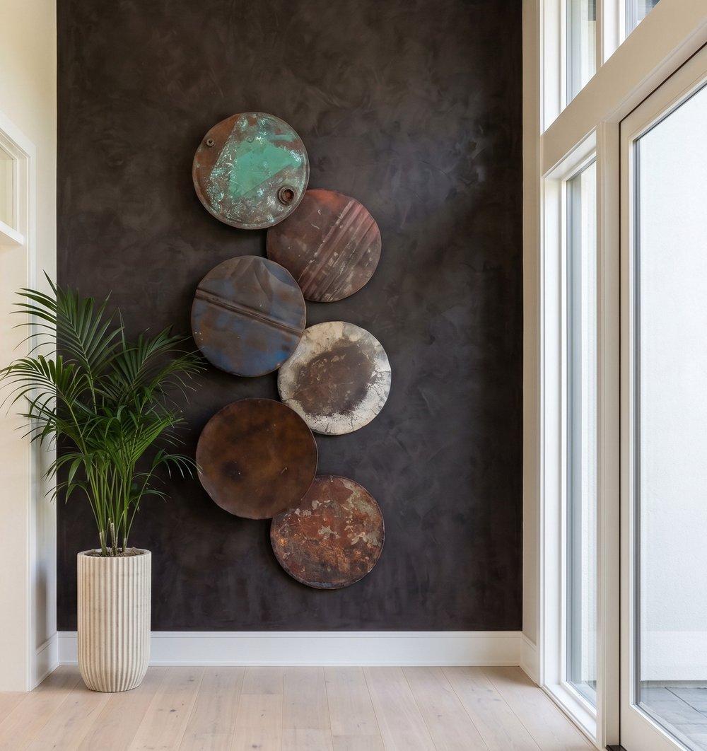 Reclaimed Oil Drum Wall Disc, Individual Pieces, Assorted Colors and Depths