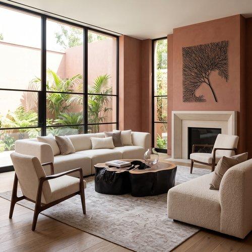 Wire Tree Wall Art, Rectangular, Metal, Black