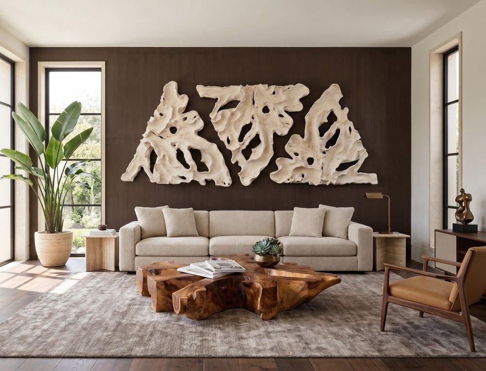 Contour Cast Root Triangle Wall Art, Faux Bleached