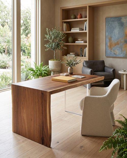 Waterfall Desk, Natural, Acrylic Leg