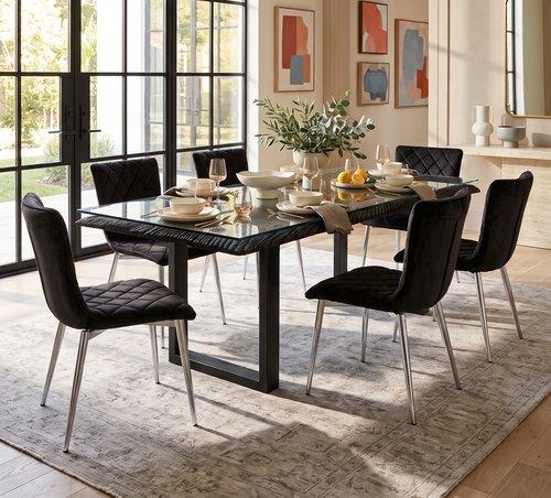 Cayman Dining Chair, Black, Stainless Steel Legs