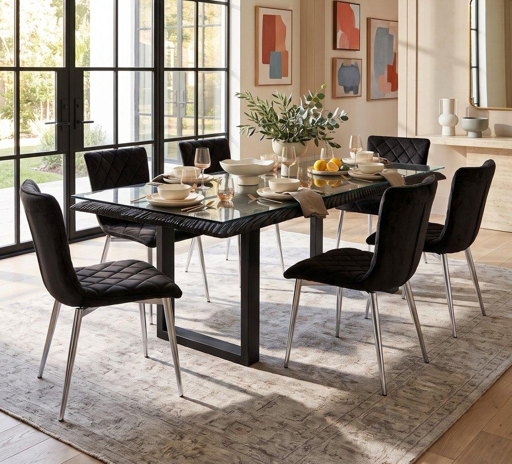Cayman Dining Chair, Black, Stainless Steel Legs