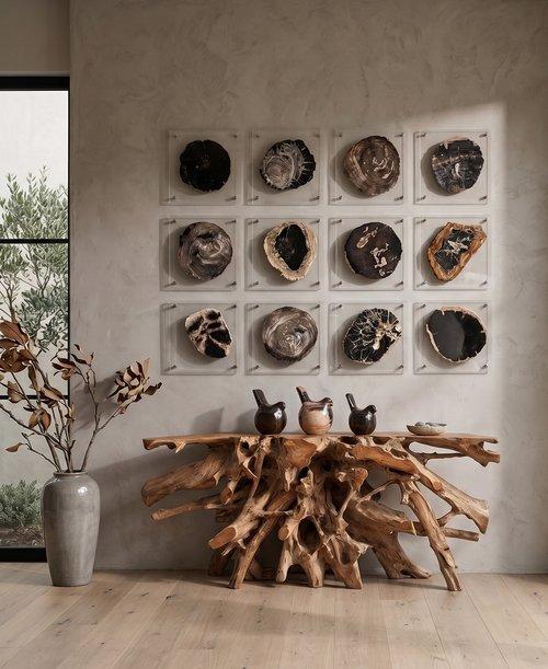Floating Petrified Slice Wall Art, Assorted 