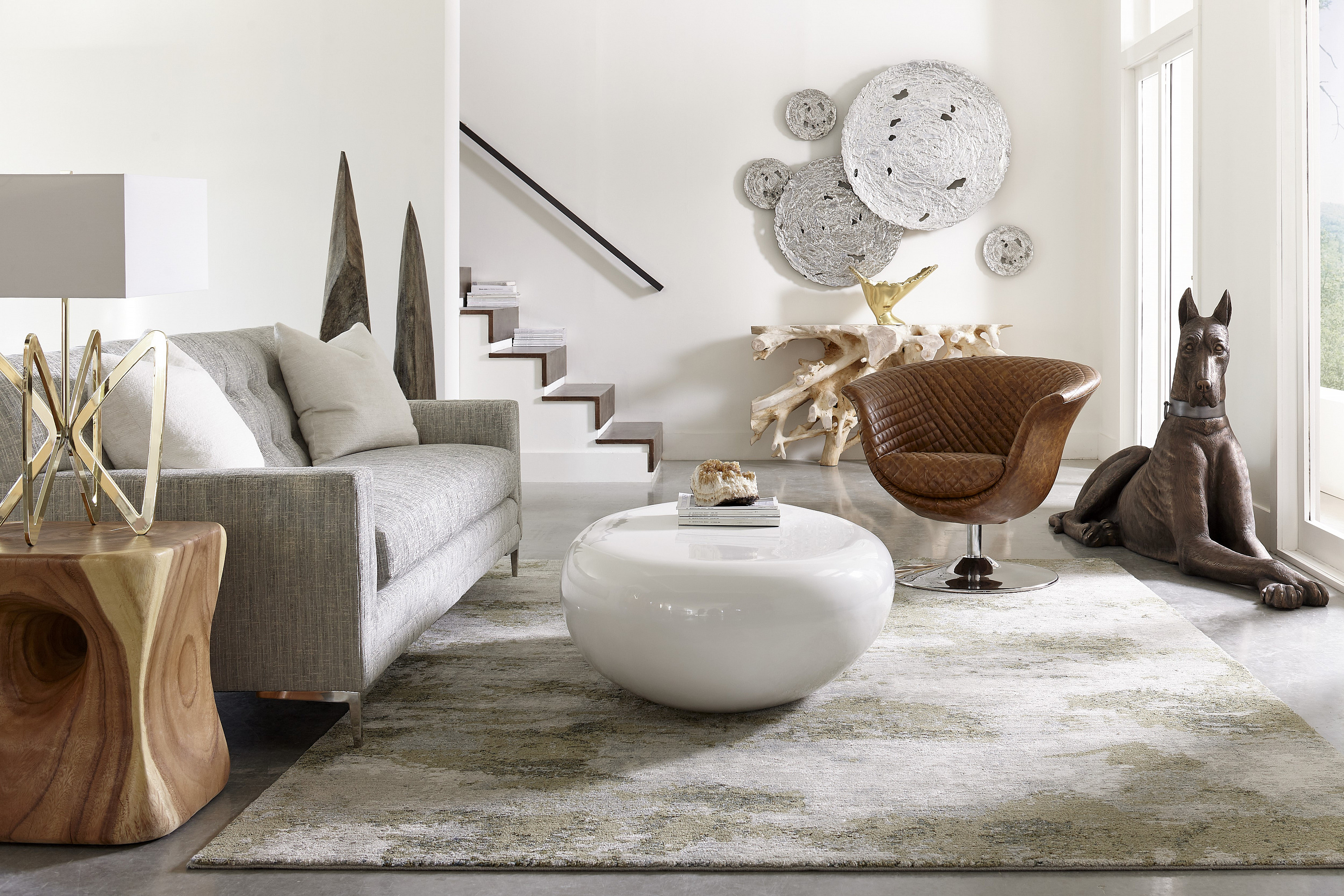 Phillips Collection Every Piece Of Conversation River Stone Coffee Table Gel Coat White Sm