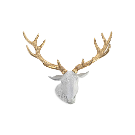 Stag Deer Head White, Gold Leaf