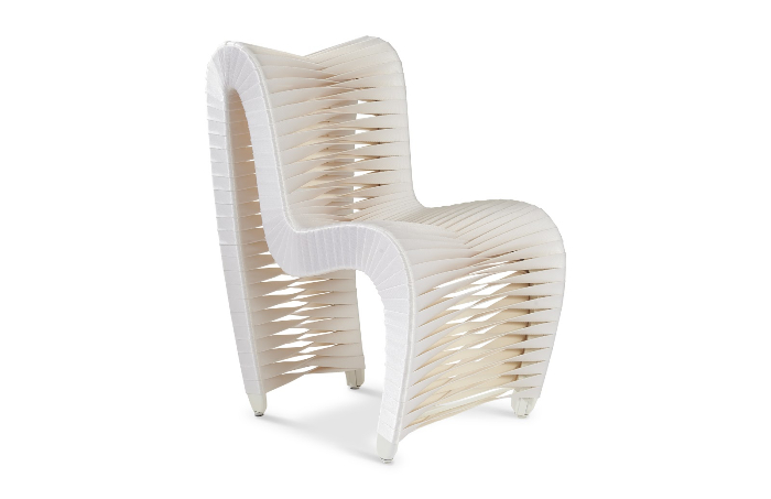 Seat Belt Dining Chair, White/Off-White, 26x20x33"h