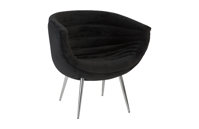 Nouveau Club Chair, Black, Stainless Steel Legs, 29x28x30"h