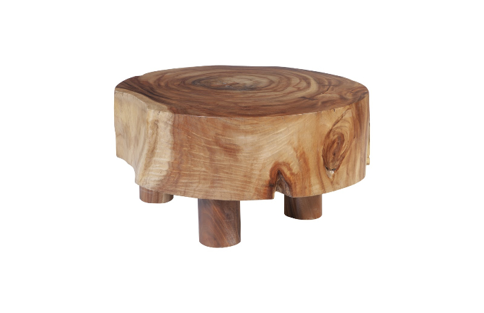 Chamcha Wood Thick Coffee Table Round, Thick Round Wood Coffee Table