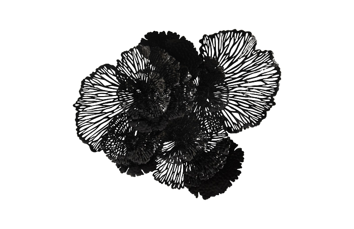 Flower Wall Art, Large, Black, Metal, 63x4x48"h
