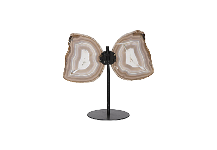 Agate Butterfly Sculpture on Stand, LG