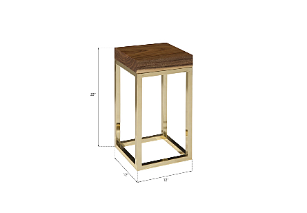 Hayden End Table Natural, Narrow, Square, Plated Brass Base