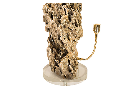 Stalagmite Lamp Polished Brass MD, Glass Base, Assorted Size and Shape