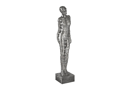 Ribboned Woman Leaning Left Black/Silver, Aluminum