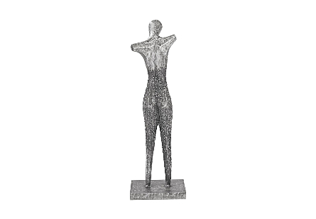 Abstract Female Sculpture on Stand Black/Silver, Aluminum