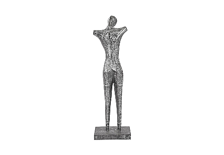 Abstract Male Sculpture on Stand Black/Silver, Aluminum
