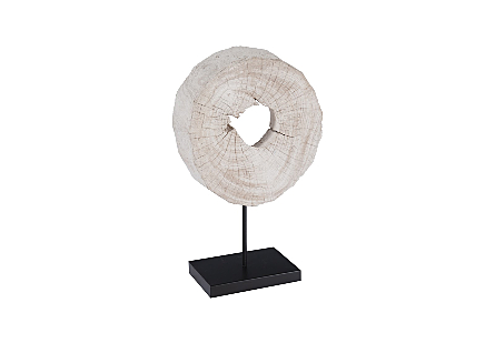Eroded Wood Circle Sculpture on Stand , Assorted
