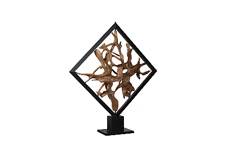 Revolving Diamond Teak Wood Sculpture
