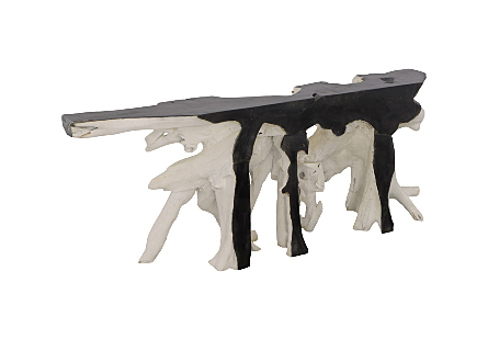 Teak Root Console Table Black Bleached