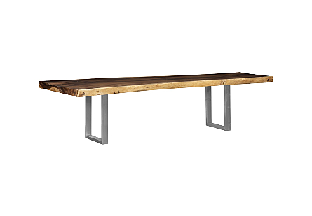 Origins Dining Table Live Edge, Natural, Brushed Stainless Steel Legs