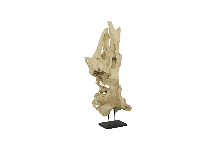 Wood Sculpture on Stand Bleached
