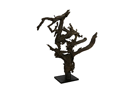 Black Wood Root Sculpture On Base