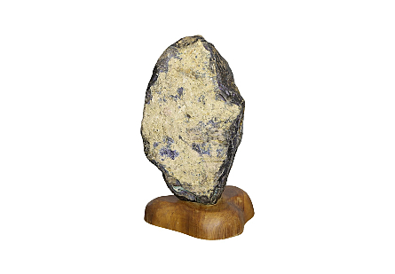 Stone Sculpture on Wood Base Blue, Large