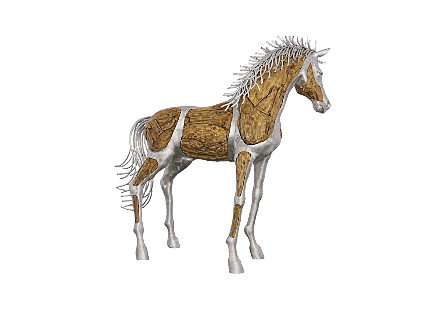Mustang Horse Woodland Sculpture Standing