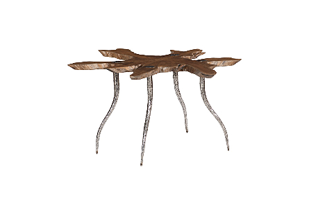 Teak Wood Table Metal Legs