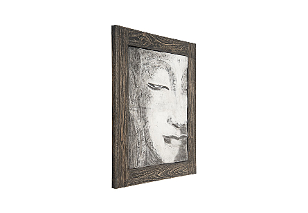 Antique Concrete Buddha Relief Wall Art Looking Straight