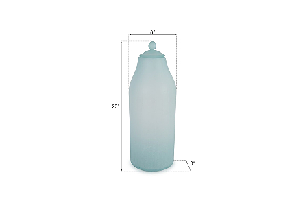 Large Lidded Frosted Glass Bottle