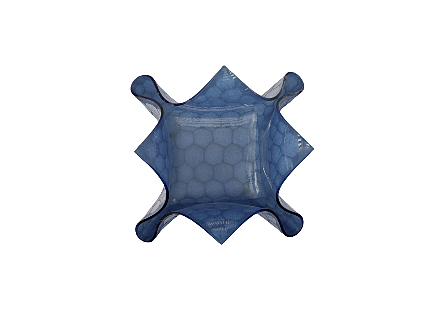 Medium Patterned Blue Glass Bowl