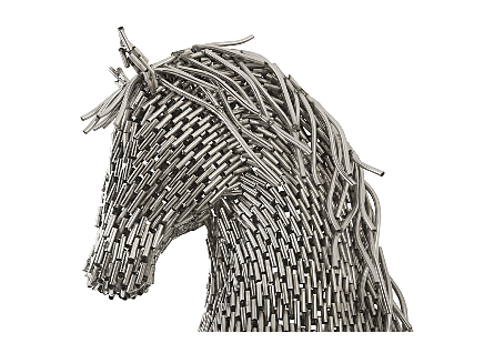 Horse Pipe Sculpture, Rearing Stainless Steel