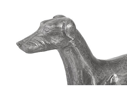 Posing Dog Sculpture Black/Silver, Aluminum