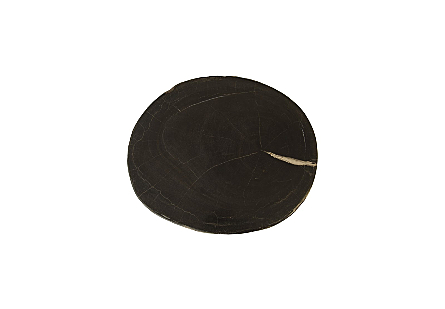  Petrified Wood Stool, Polished, Black , 18"- 22" x 17"-19"h Assorted