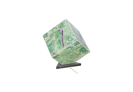Onyx Cube Fluorite, Black Marble Base