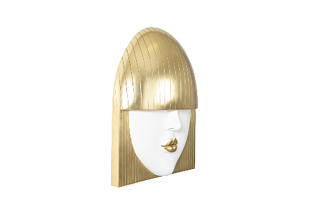 Fashion Faces Large Kiss White and Gold Wall Art