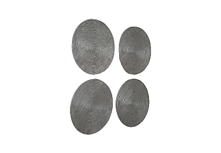 Ripple Wall Disc Set of 4, Resin, LG, Polished Aluminum