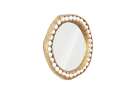 Pearl Mirror, Gold Leaf Round