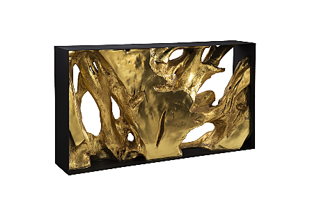 Cast Root Framed Console Table Resin, Gold Leaf, SM