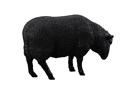 Glossy Black Sheep Sculpture