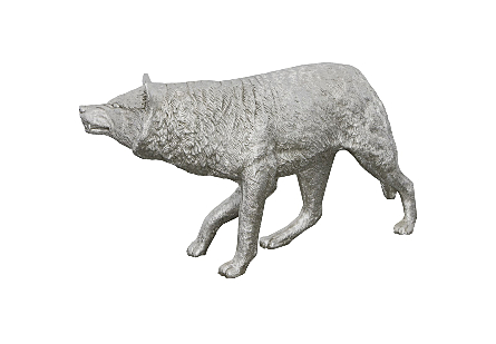 Wolf Sculpture Silver Leaf